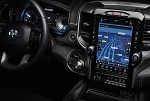 the interior of the front of a car