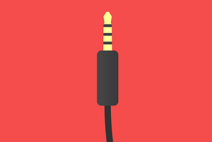 illustration of an aux jack against a red background