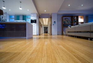 A house decorated with bamboo wood flooring.