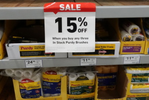 sale sign on paint supplies at Home Depot