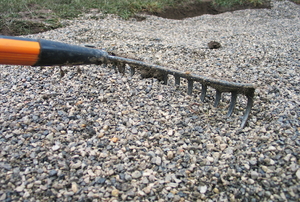 raking a gravel driveway