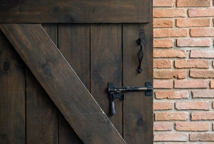 A sliding barn door.