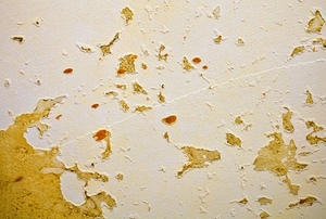 A painted wall with sticky residue on it.