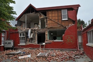 A home wrecked by an earthquake.