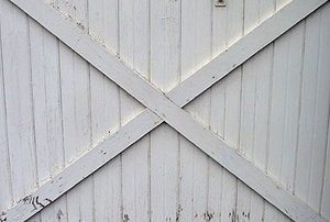 old, white sliding barn door