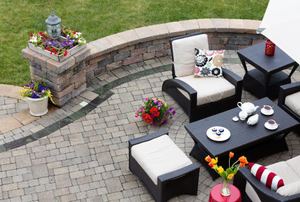 paver patio with furniture set