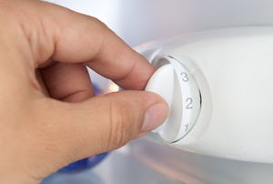Adjusting a fridge thermostat.