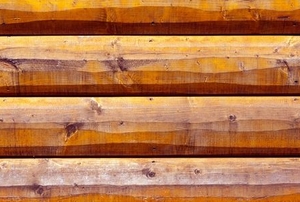 A close up on log siding.