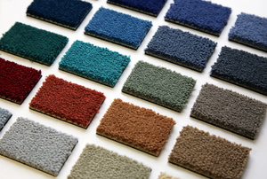 Colored carpet swatches. 