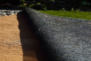 A roll of artificial turf.