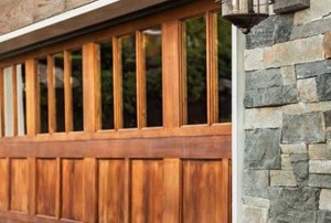 stained garage door