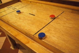 A shuffleboard table.