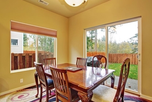 dining room with sliding glass doors