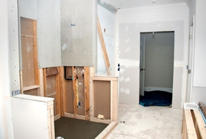 a room with drywall