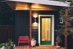 well designed residential shed with lights