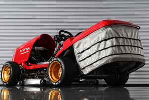 Red riding lawn mower
