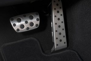 Gas and brake pedals.