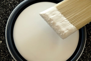 A brush in white paint.