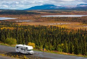 An RV on the road.