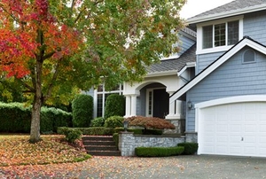 A home with a concrete curb.