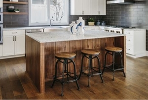 Kitchen with stools at an island