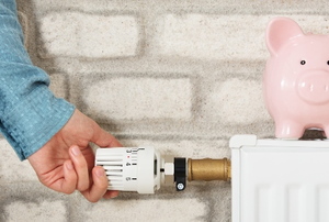 hand adjusting heater with piggy bank on top