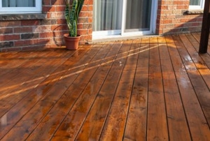 dark stained wood deck