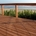 A large wooden deck by the beach
