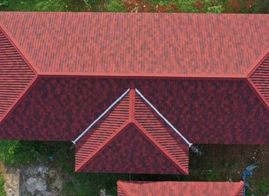 house with red hip roofing