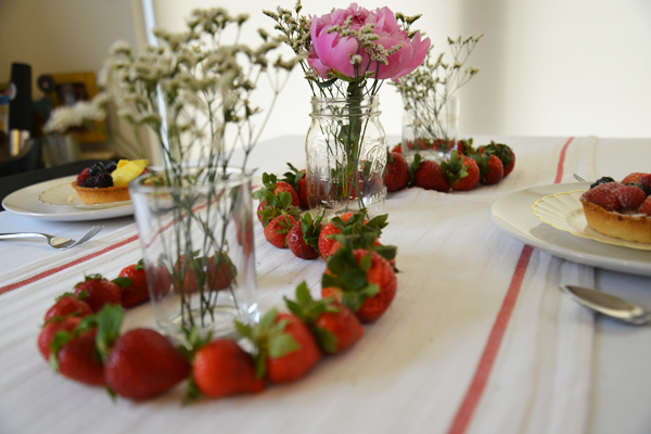 strawberries on table for centerpiece