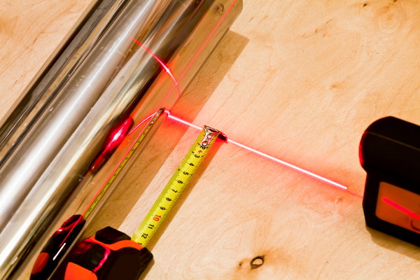 A laser level is used to determine level reference lines. This is an excellent t
