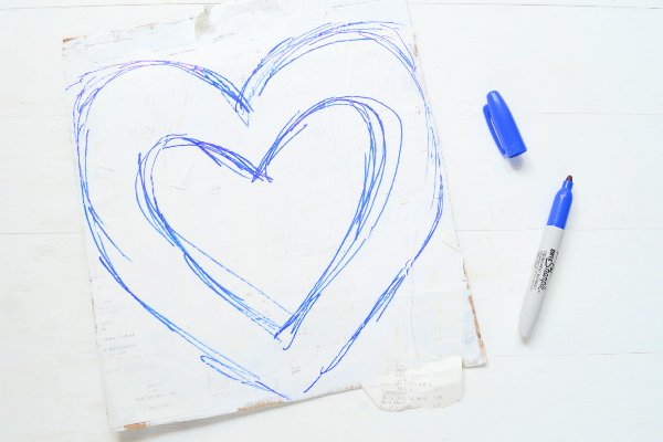 draw hearts on cardboard