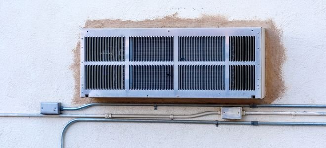 air conditioner mounted in an exterior wall