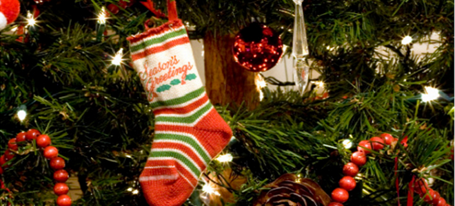 stocking on tree