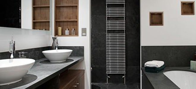 A luxury bathroom with his and hers sinks.