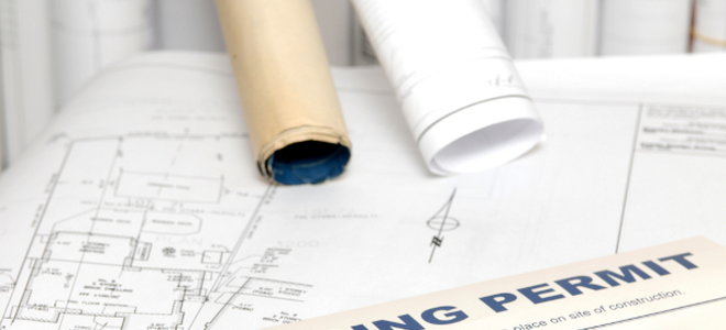 building permit and blueprints