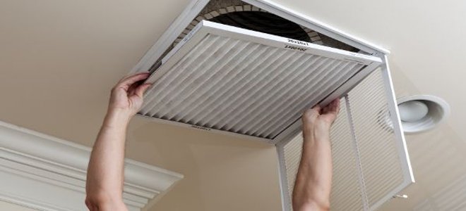 Air conditioner filter installation.