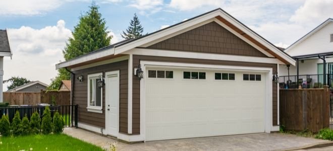 A garage door.