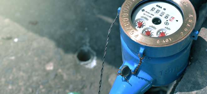 A blue water meter.