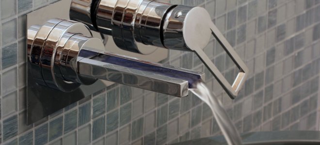 A wall mount bathroom faucet.