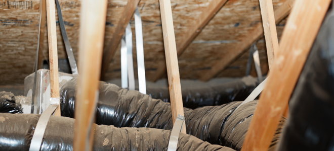wrapped duct work in an attic space
