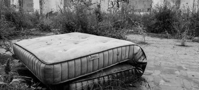 old folded over mattress
