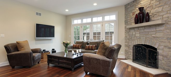 A room with end grain flooring tiles.