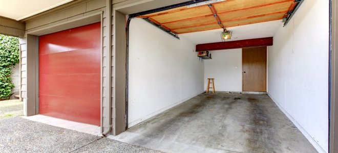 empty garage with door open