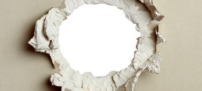 A hole in drywall.
