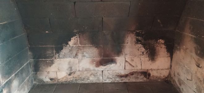 fireplace bricks with burn damage