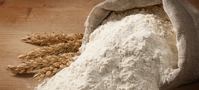 Wheat flour on a table.