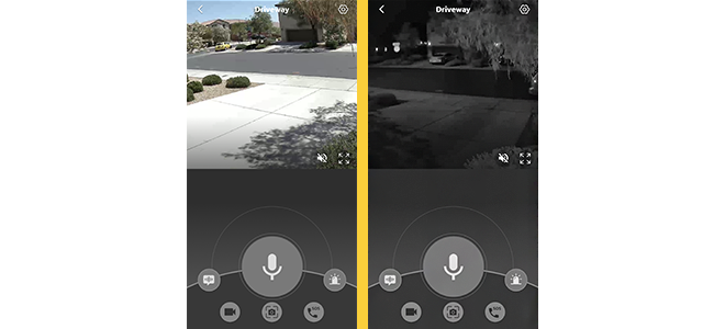 Security camera day and night mode comparison