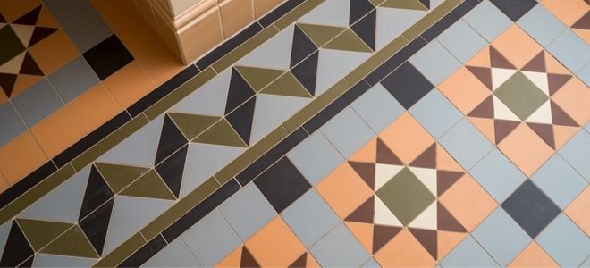 tiled flooring with angular designs