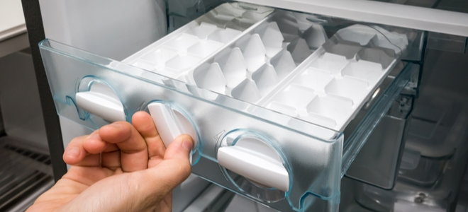 ice trays in a freezer